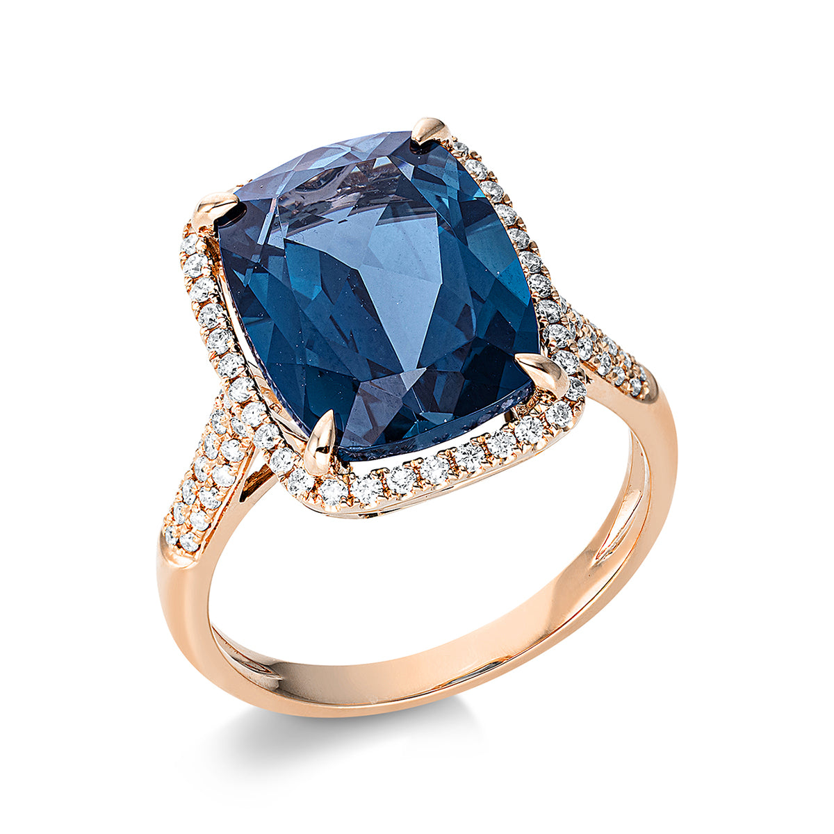 diamond full cut topaz colored stone fashion ring in red gold
