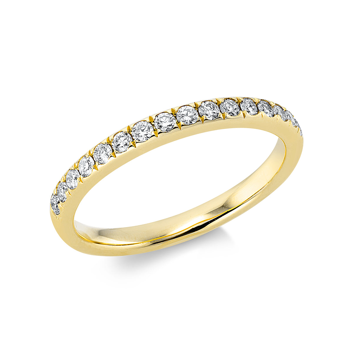 diamond full cut  eternity half ring in yellow gold