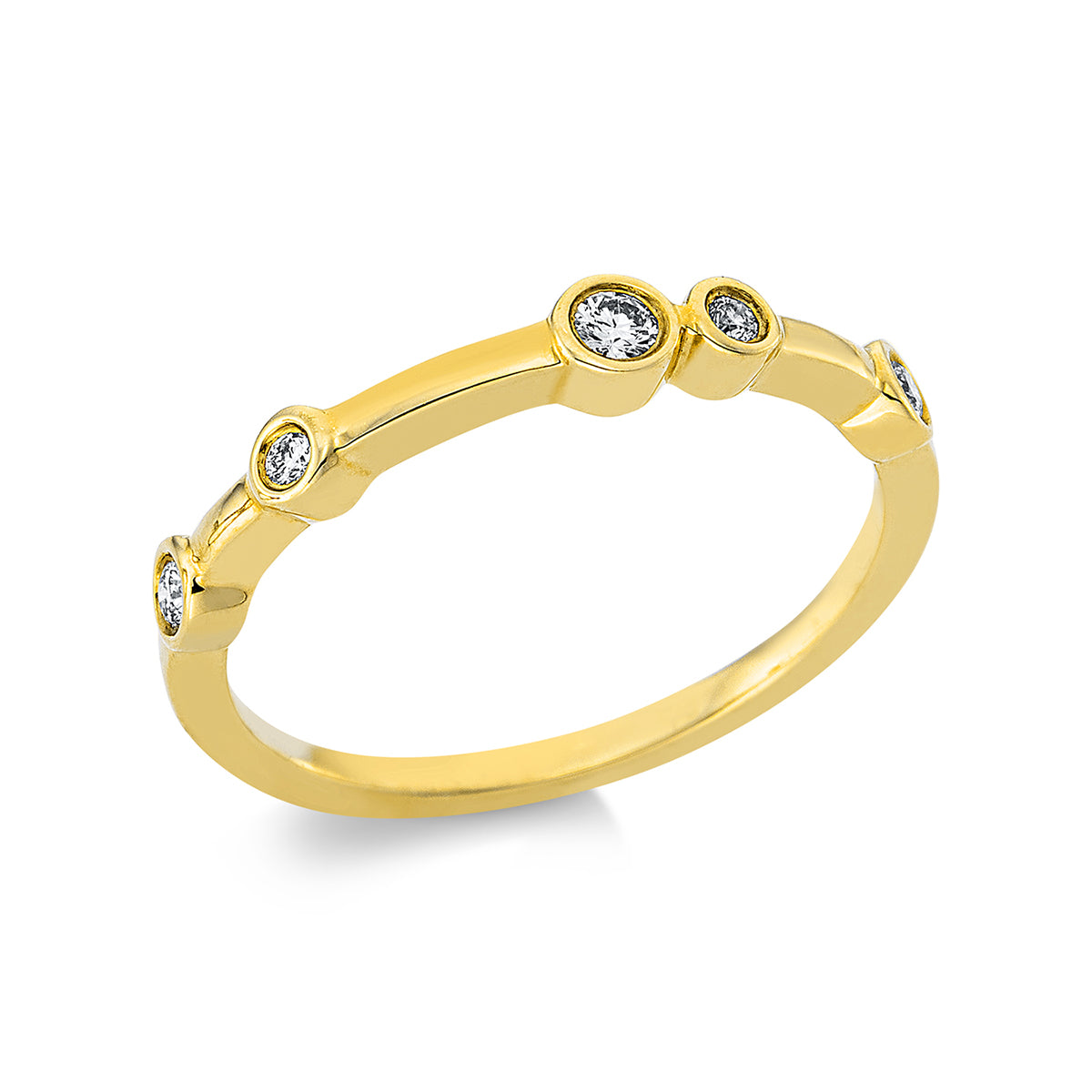 diamond full cut  modern woman ring in yellow gold