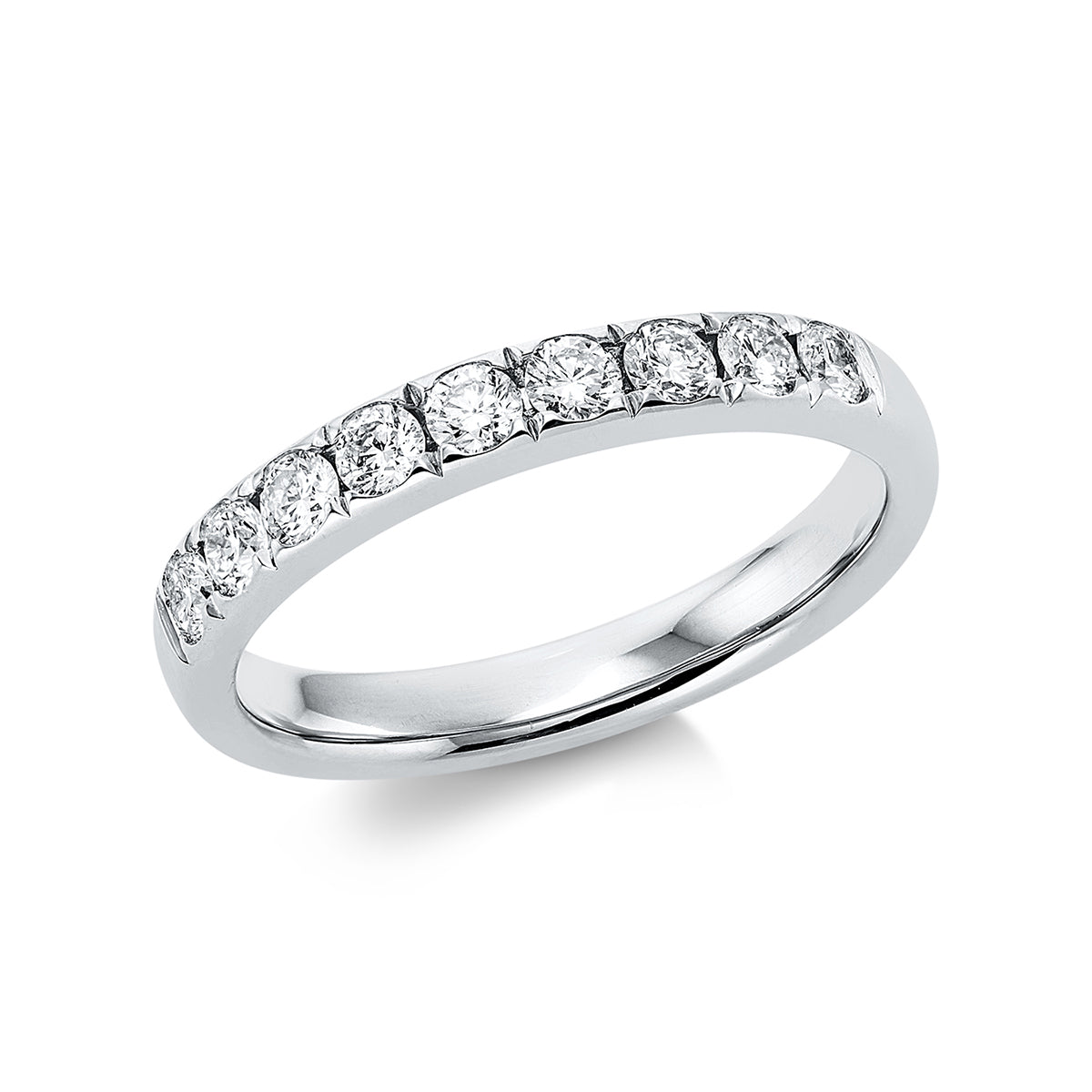 diamond full cut  eternity half ring in white gold