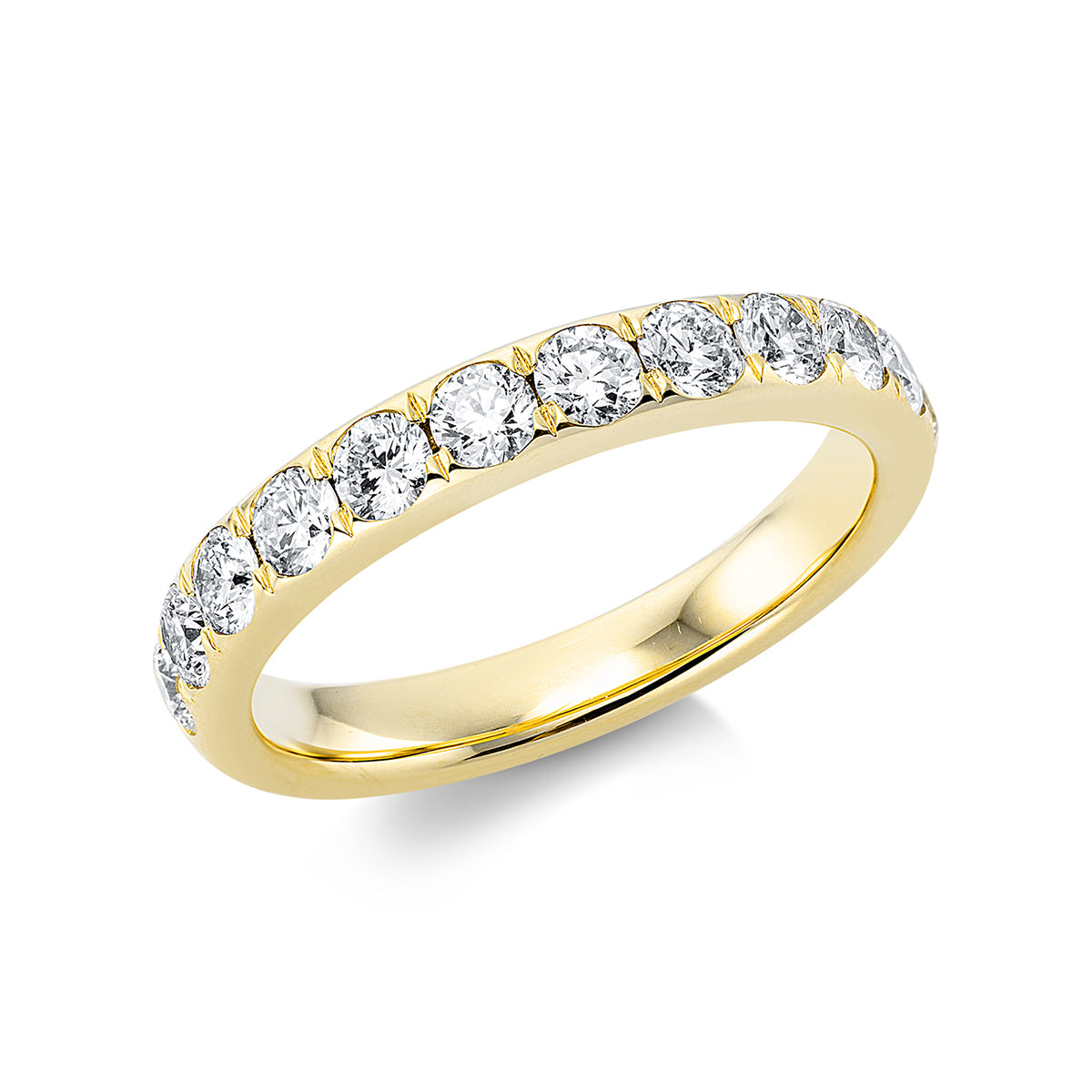diamond full cut  eternity half ring in yellow gold
