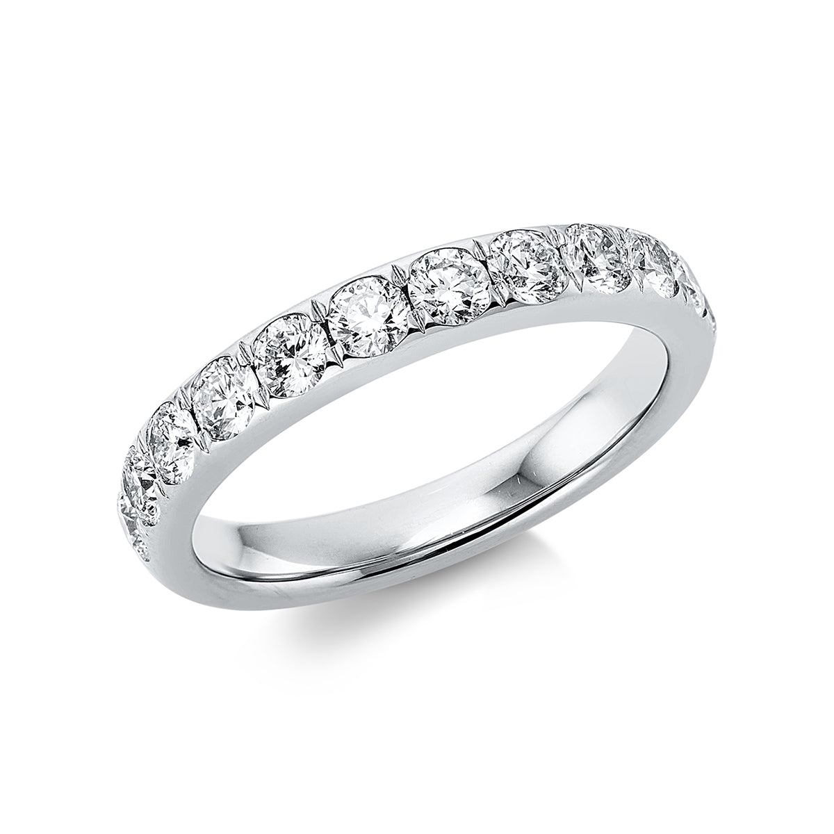 diamond full cut  eternity half ring in white gold