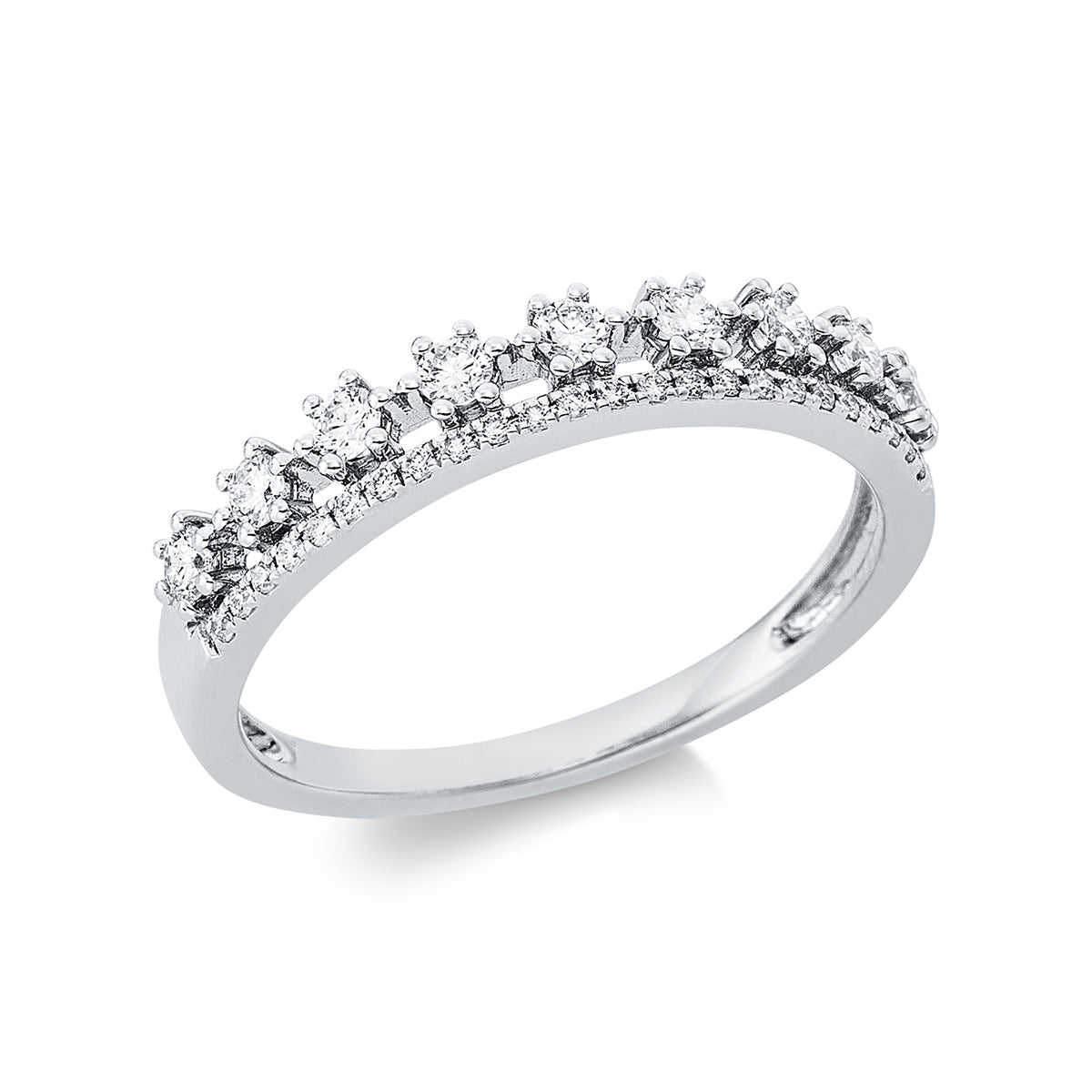 diamond full cut  modern woman ring in white gold