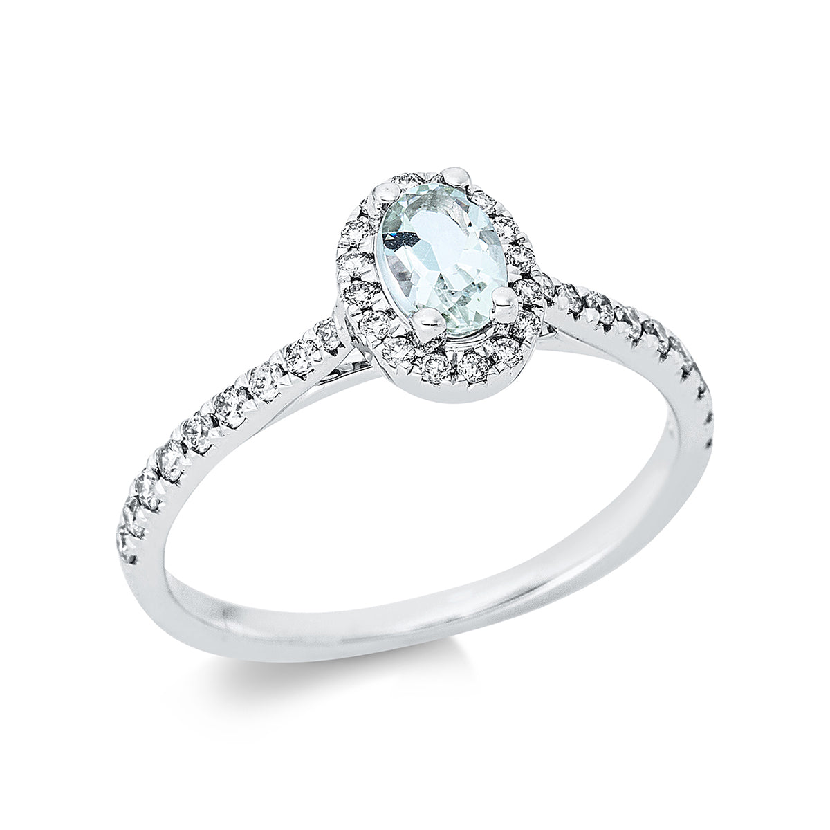 diamond full cut amethyst colored stone fashion ring in white gold