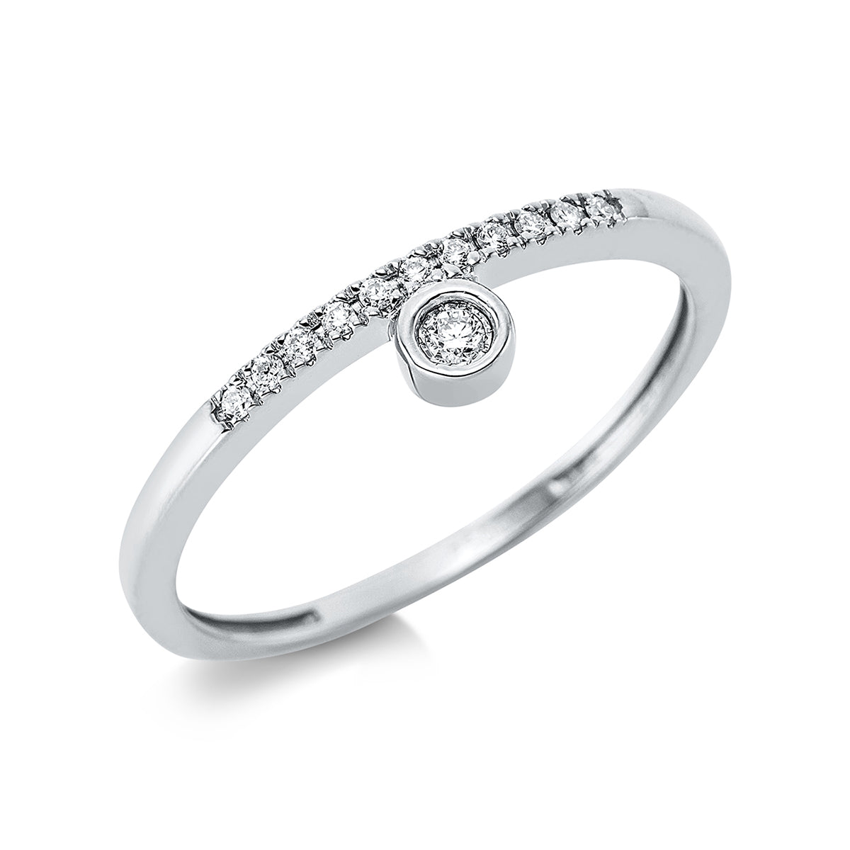 diamond full cut  modern woman ring in white gold