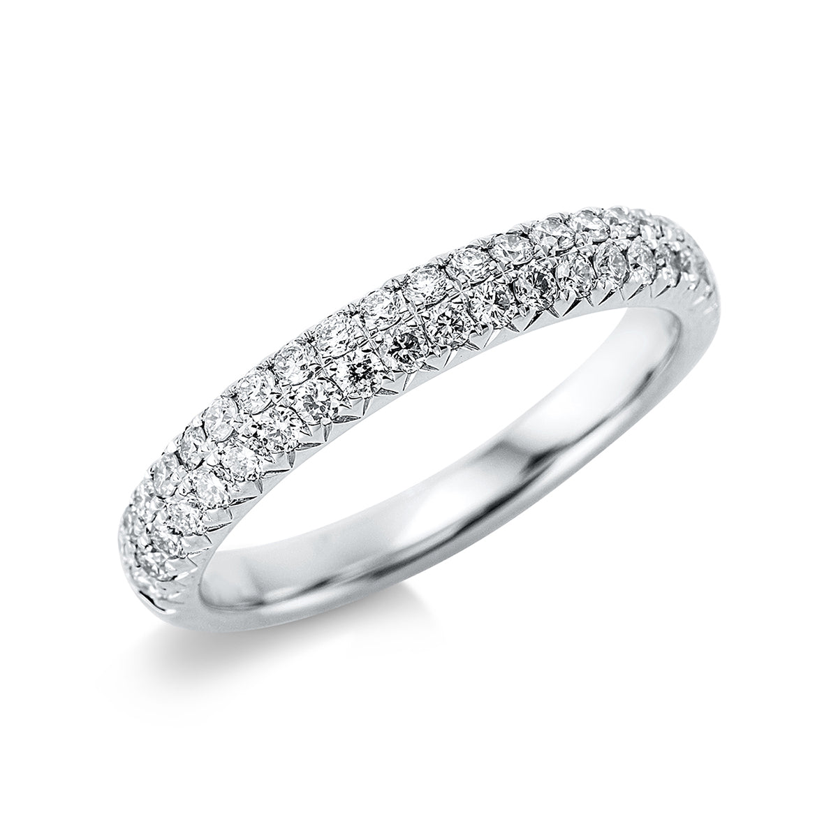 diamond full cut  pavé ring in white gold