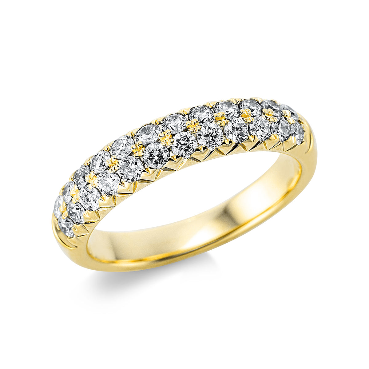 diamond full cut  pavé ring in yellow gold