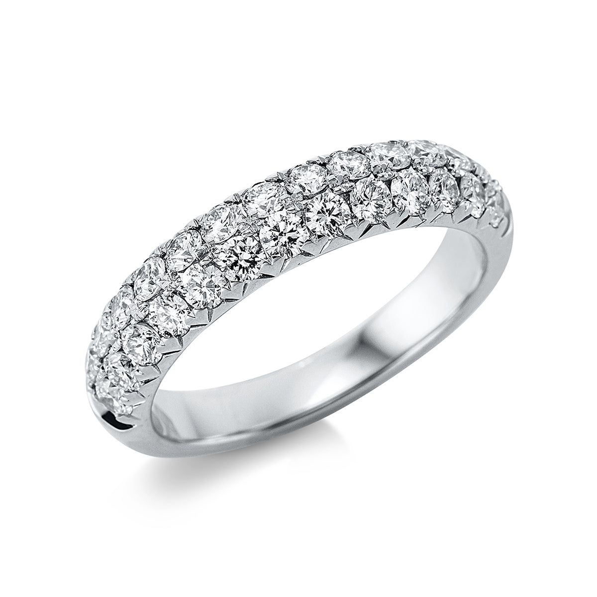diamond full cut  pavé ring in white gold