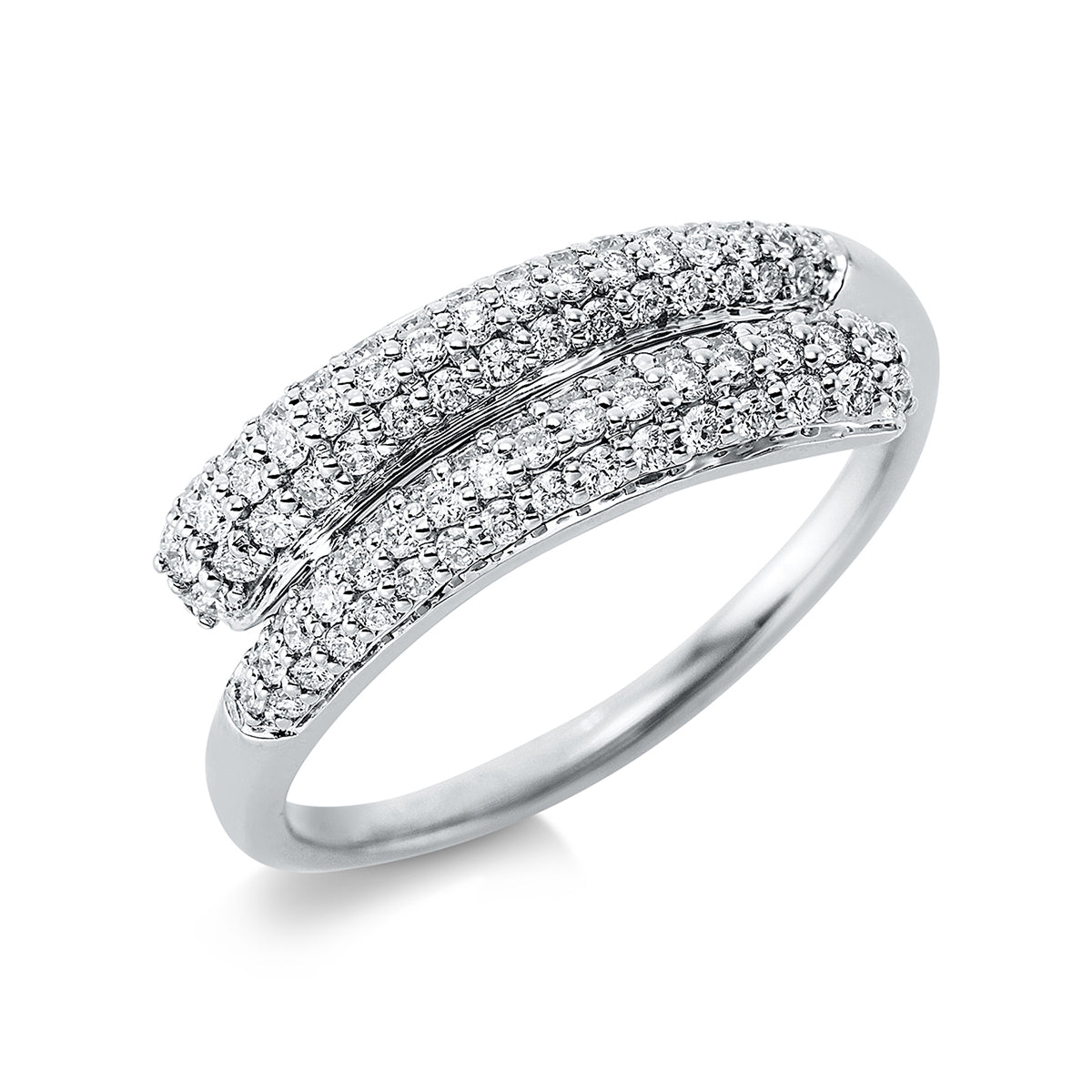 diamond full cut  pavé ring in white gold