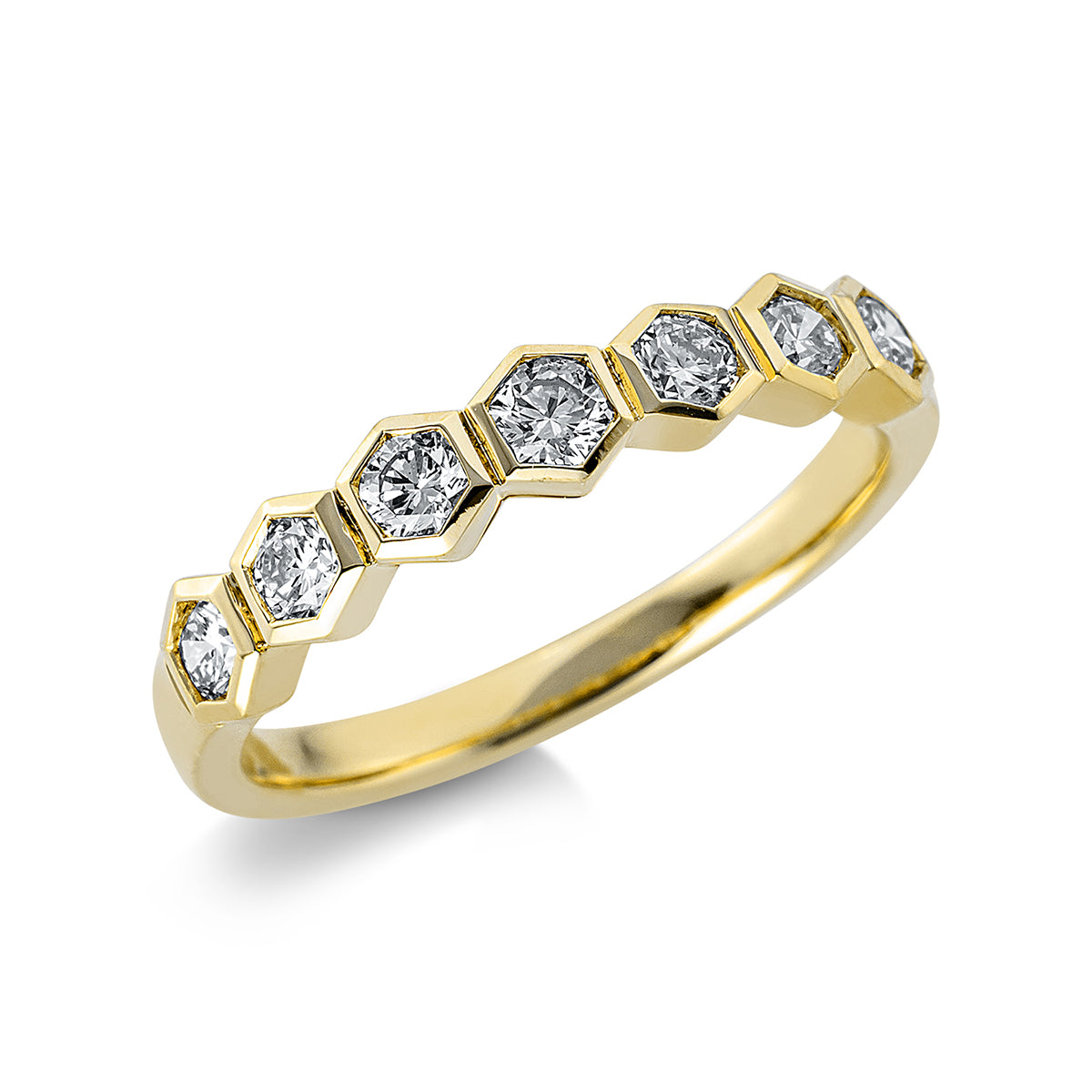 diamond full cut  modern woman ring in yellow gold