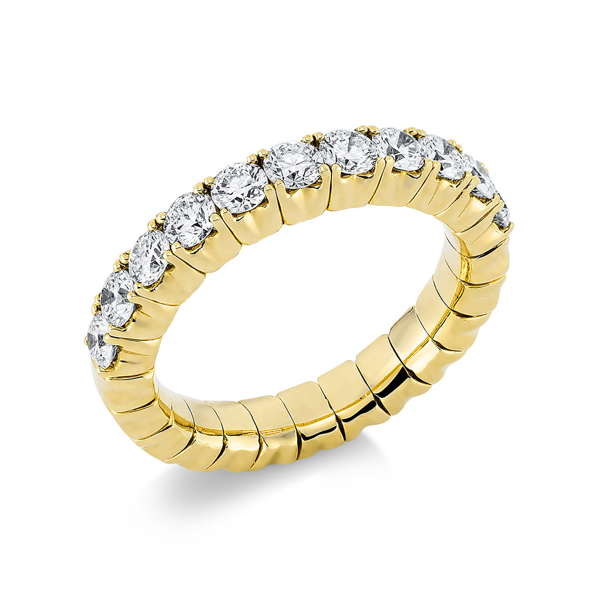 diamond full cut  flex ring in yellow gold
