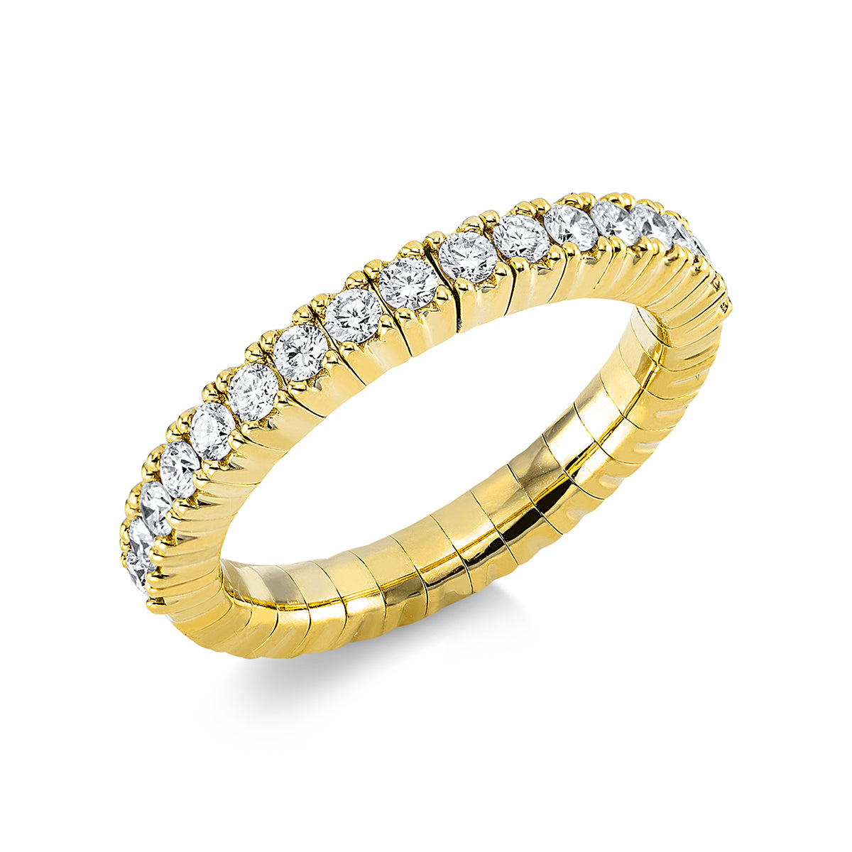 diamond full cut  flex ring in yellow gold