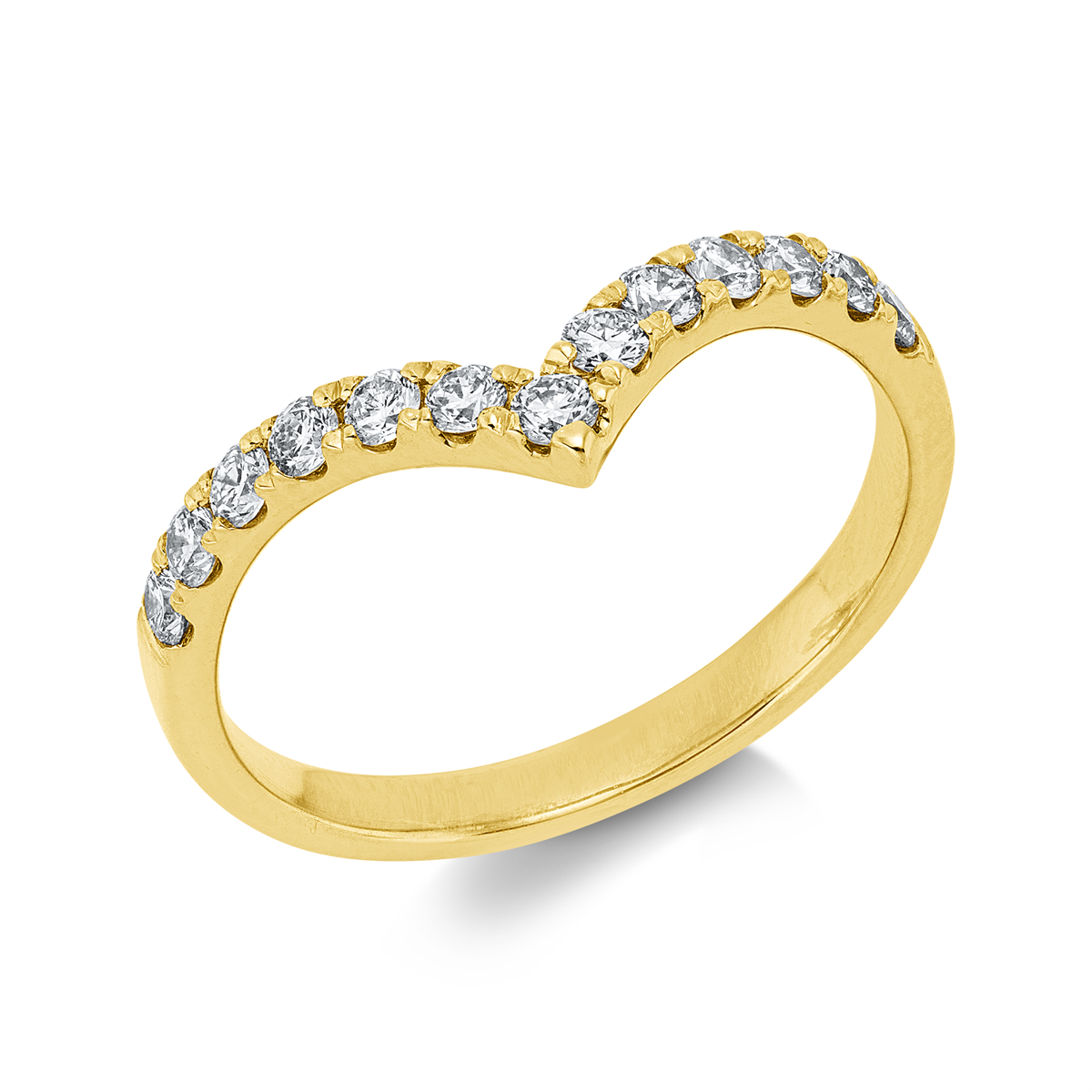 diamond full cut  modern woman ring in yellow gold