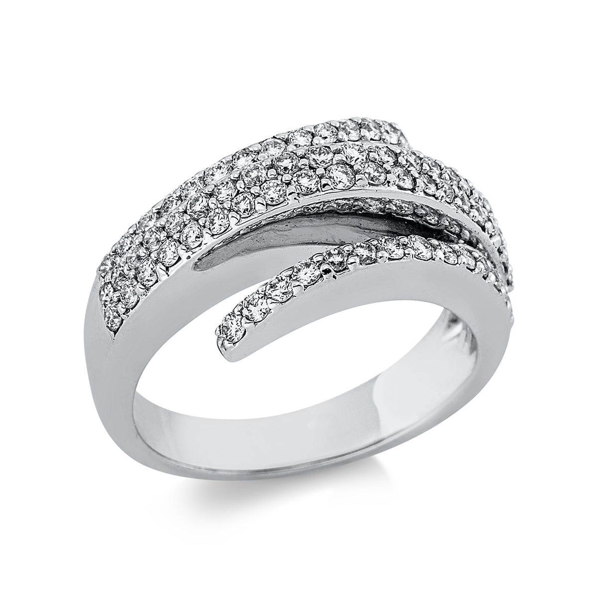 diamond full cut  modern woman ring in white gold