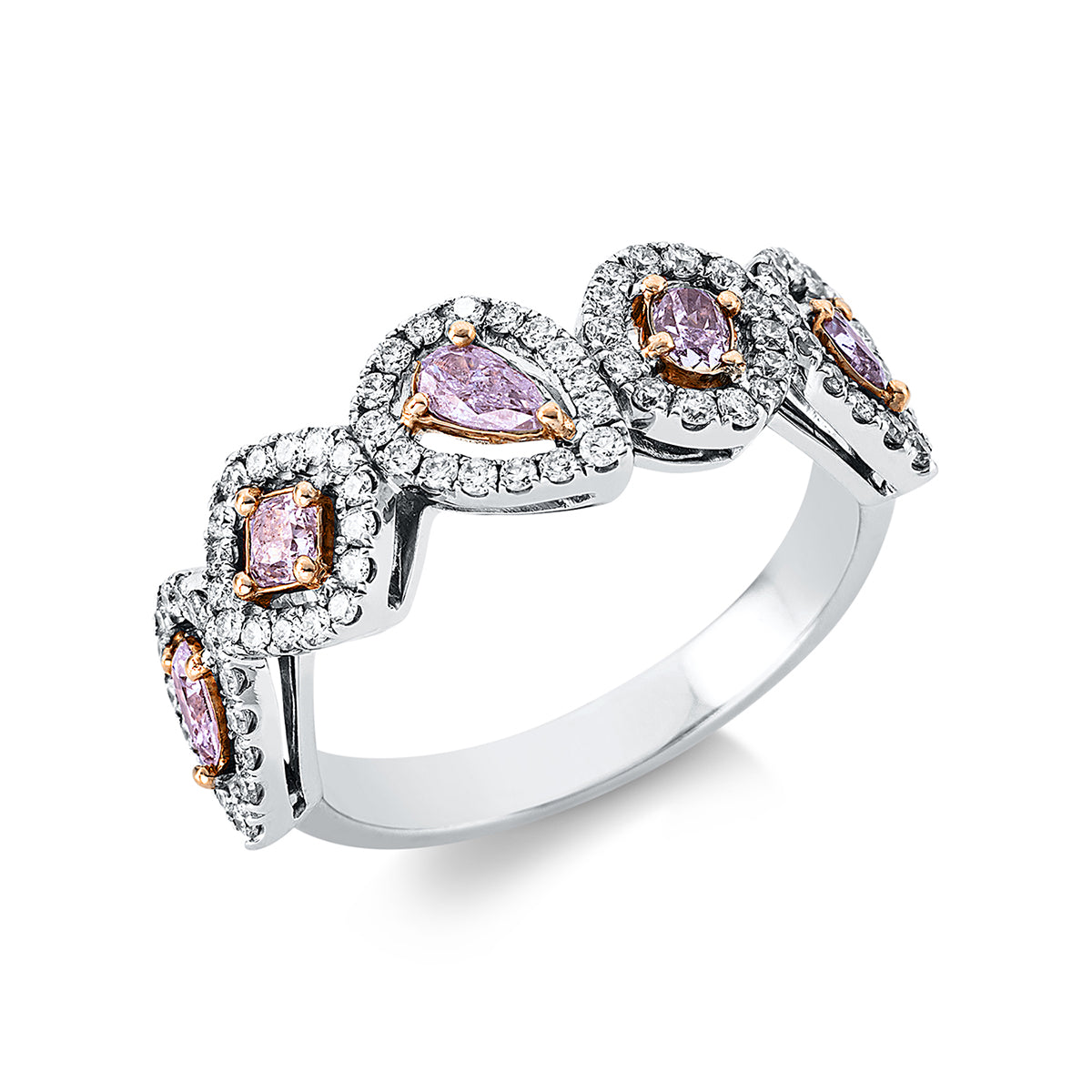 diamond full cut  fancy colored diamond ring in whitegold / rosegold