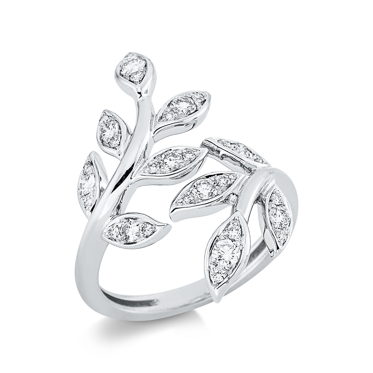 diamond full cut  modern woman ring in white gold