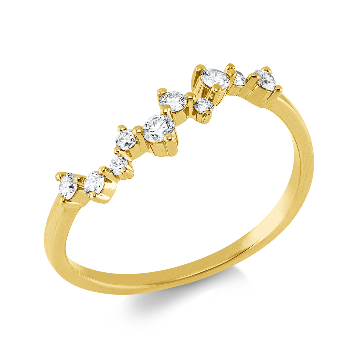diamond full cut  modern woman ring in yellow gold