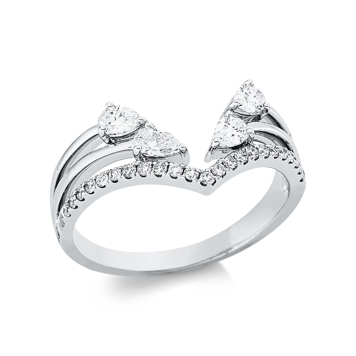 diamond full cut  modern woman ring in white gold