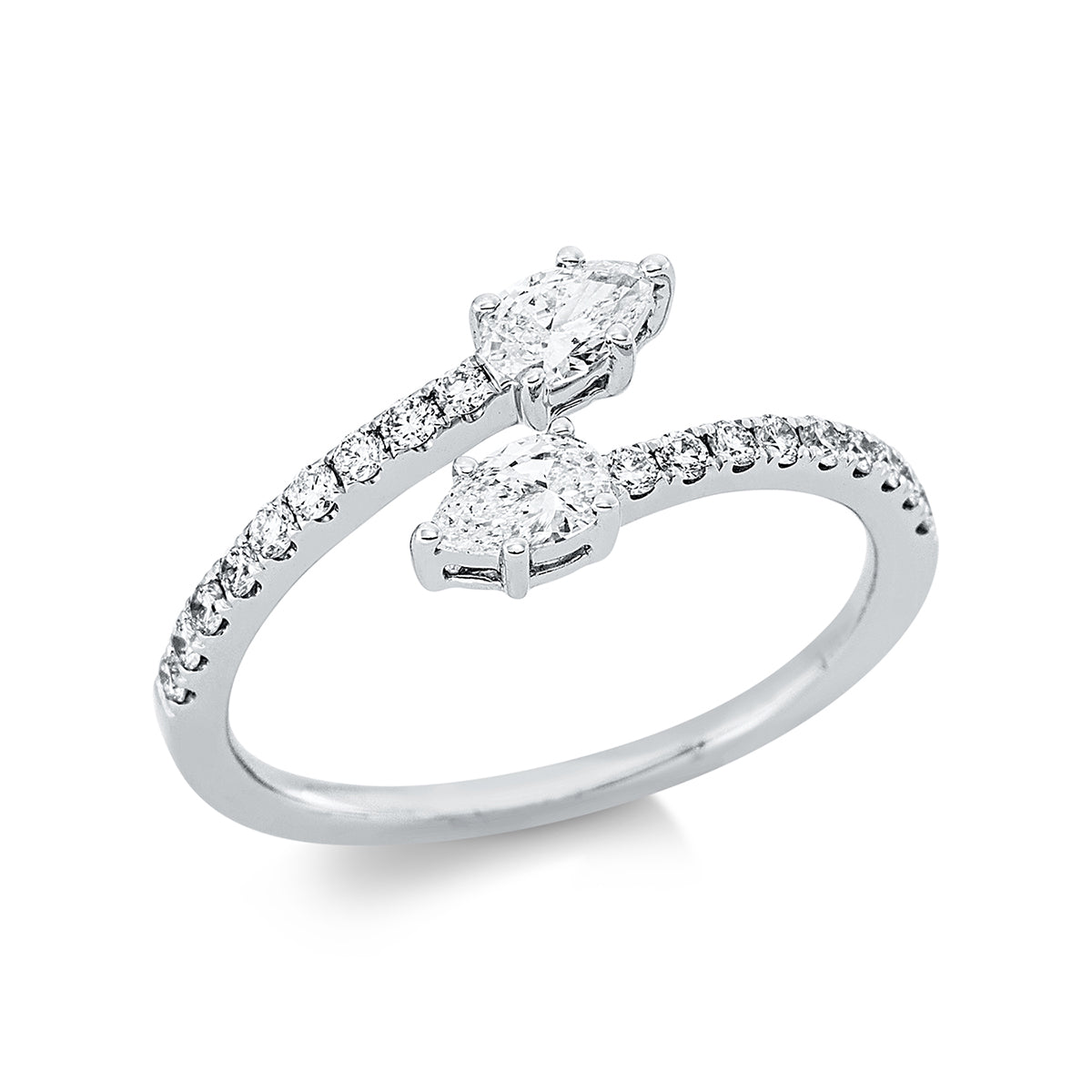 diamond full cut  modern woman ring in white gold
