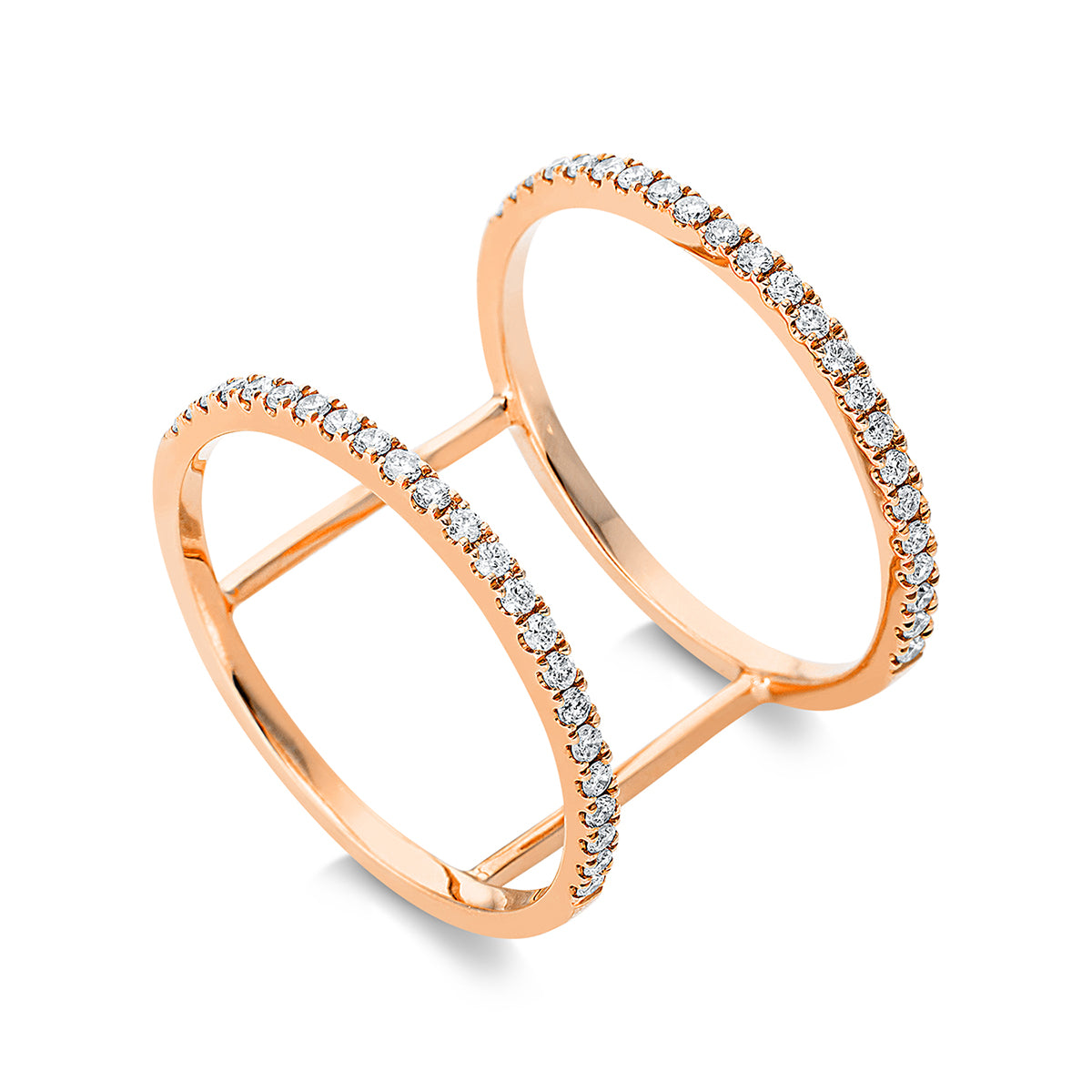 diamond full cut  modern woman ring in red gold