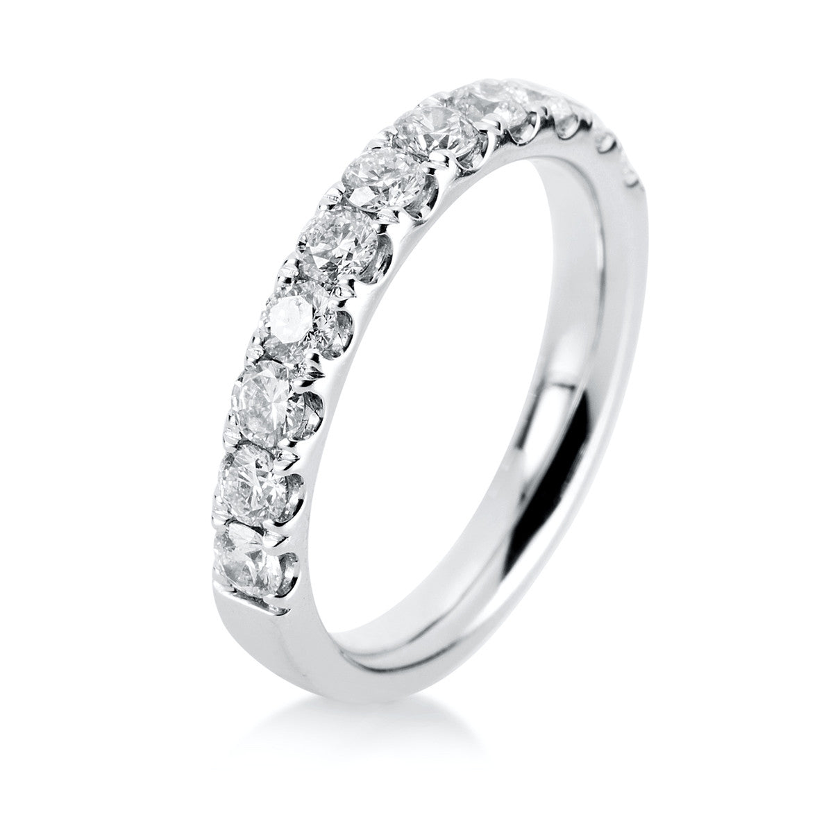 diamond full cut  eternity half ring in white gold