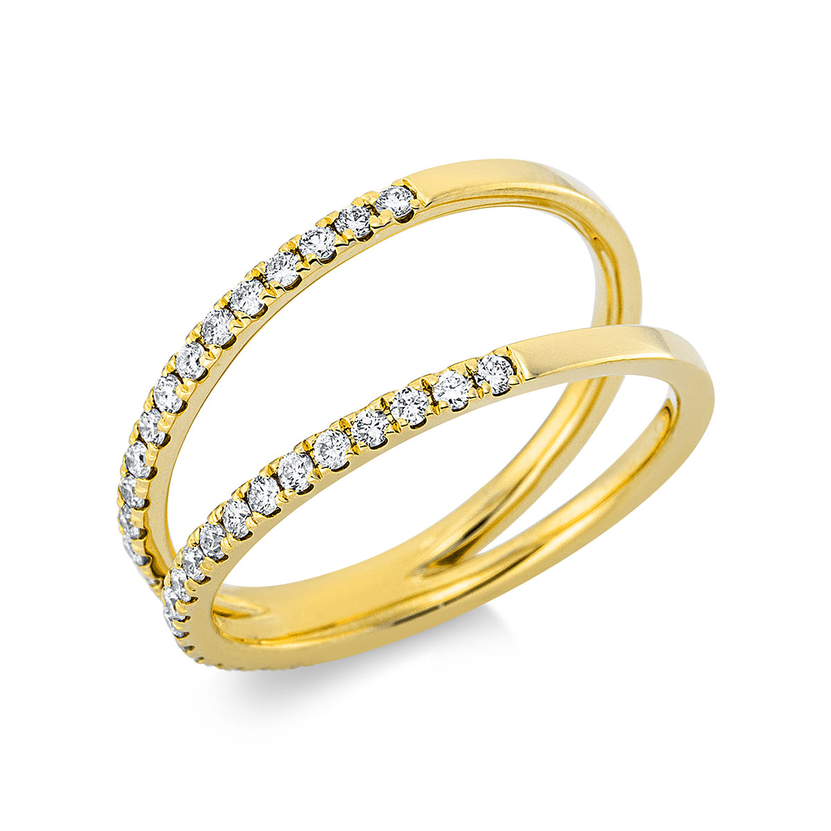 diamond full cut  modern woman ring in yellow gold