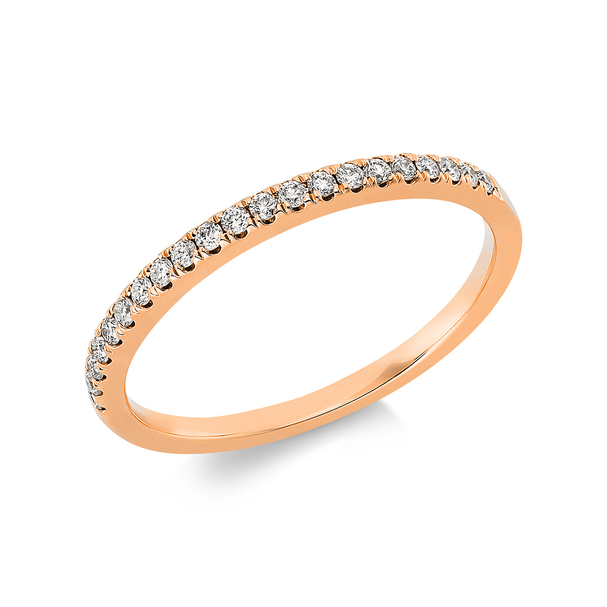 diamond full cut  eternity half ring in red gold