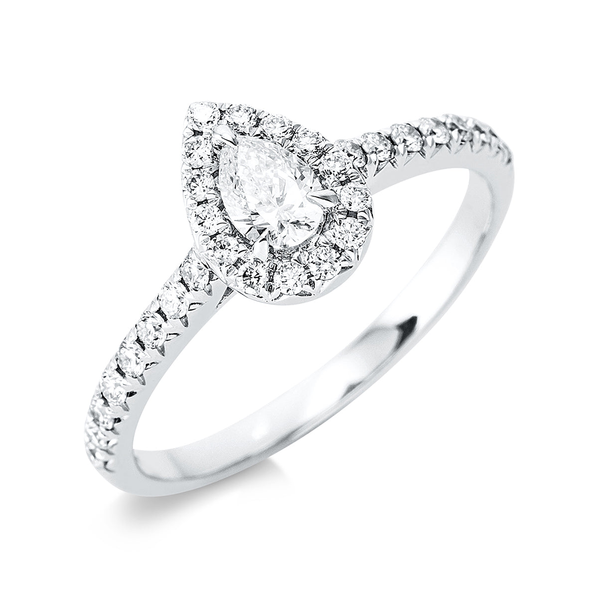 diamond full cut  solitaire with accent stones ring in white gold