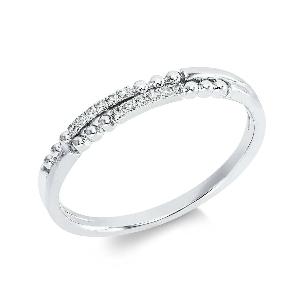 diamond single cut  modern woman ring in white gold