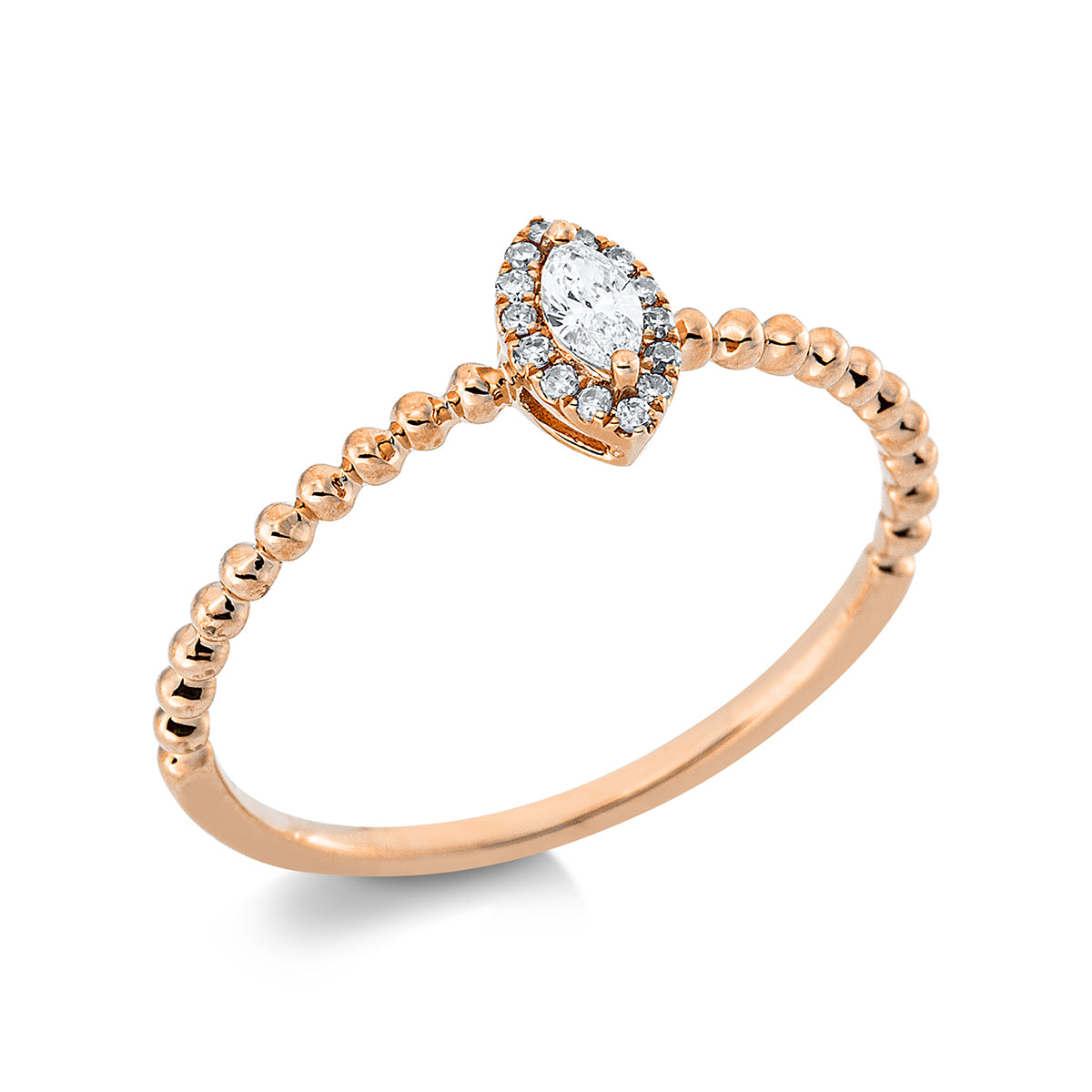 marquise  solitaire with accent stones ring in red gold