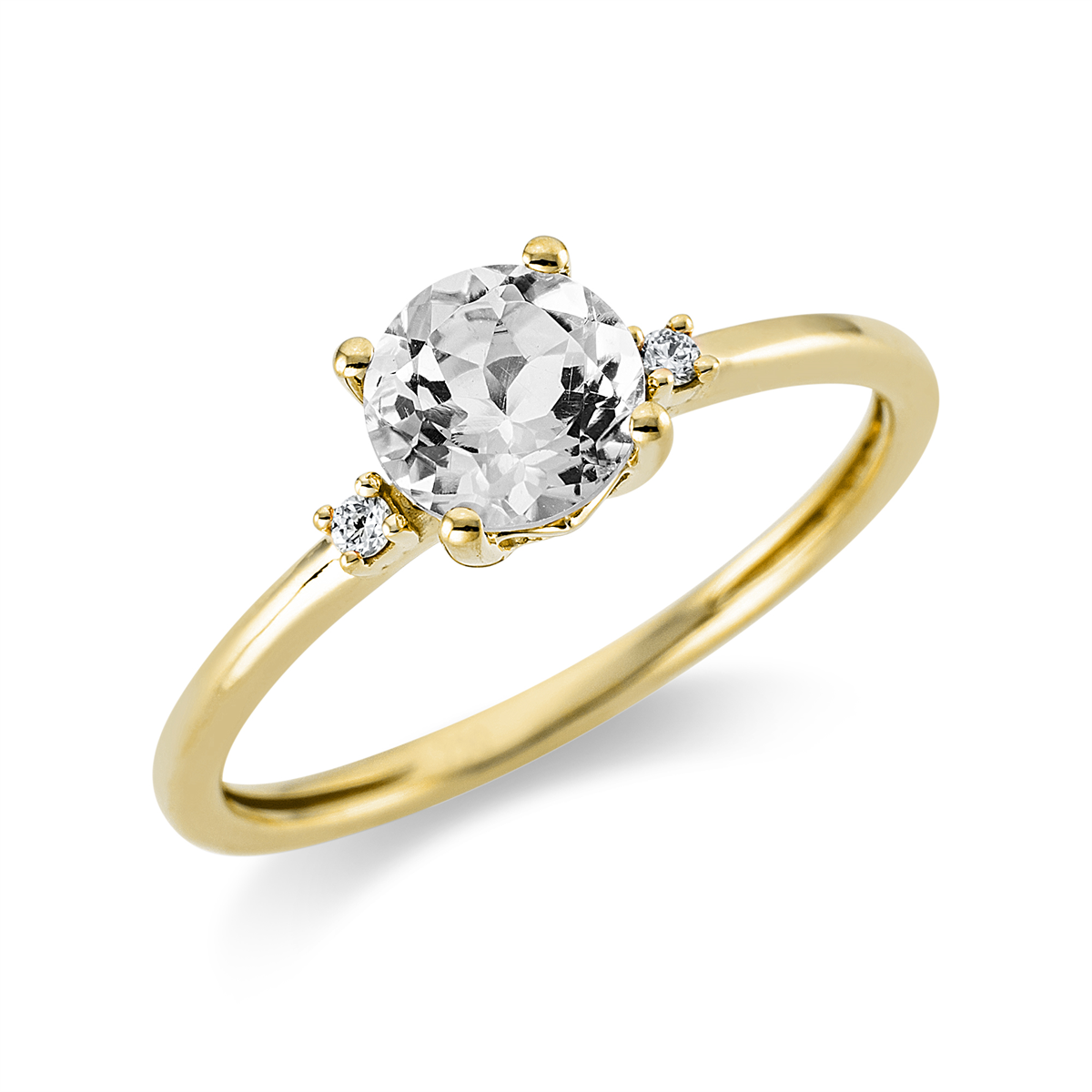 diamond full cut amethyst colored stone fashion ring in yellow gold