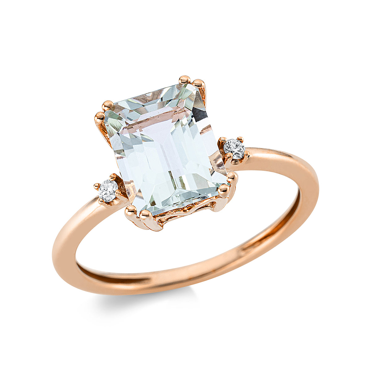 diamond full cut amethyst colored stone fashion ring in red gold