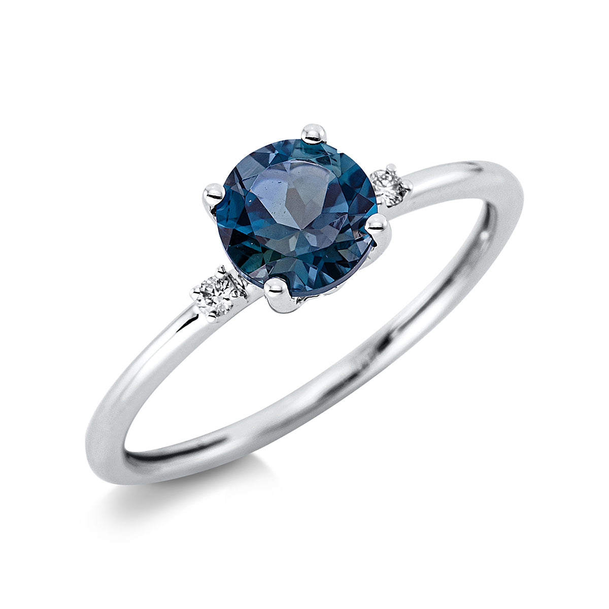 diamond full cut topaz colored stone fashion ring in white gold