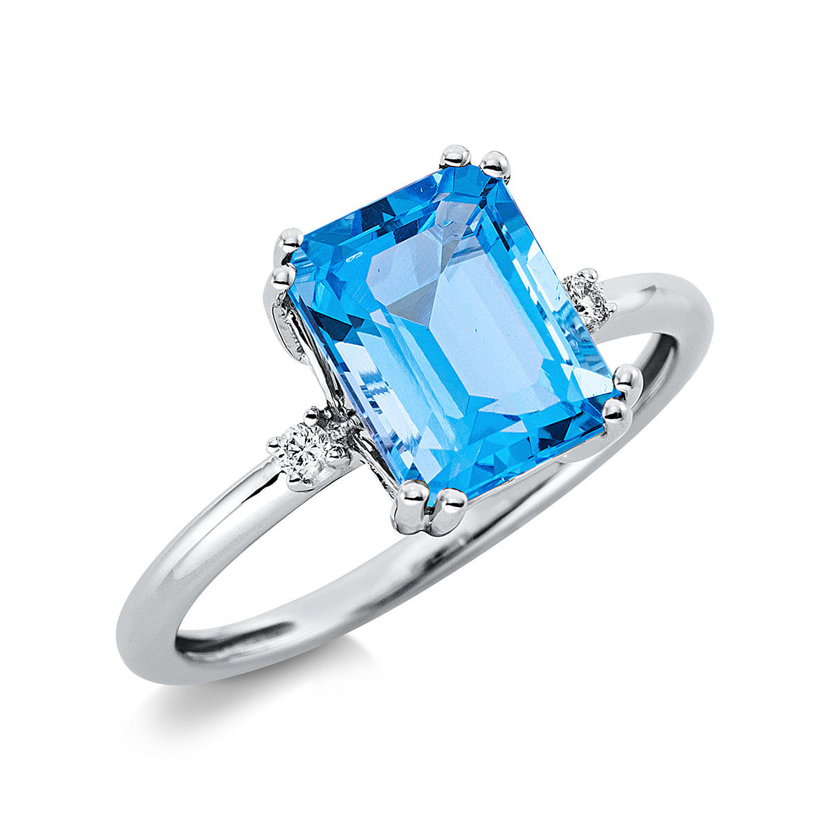 diamond full cut topaz colored stone fashion ring in white gold