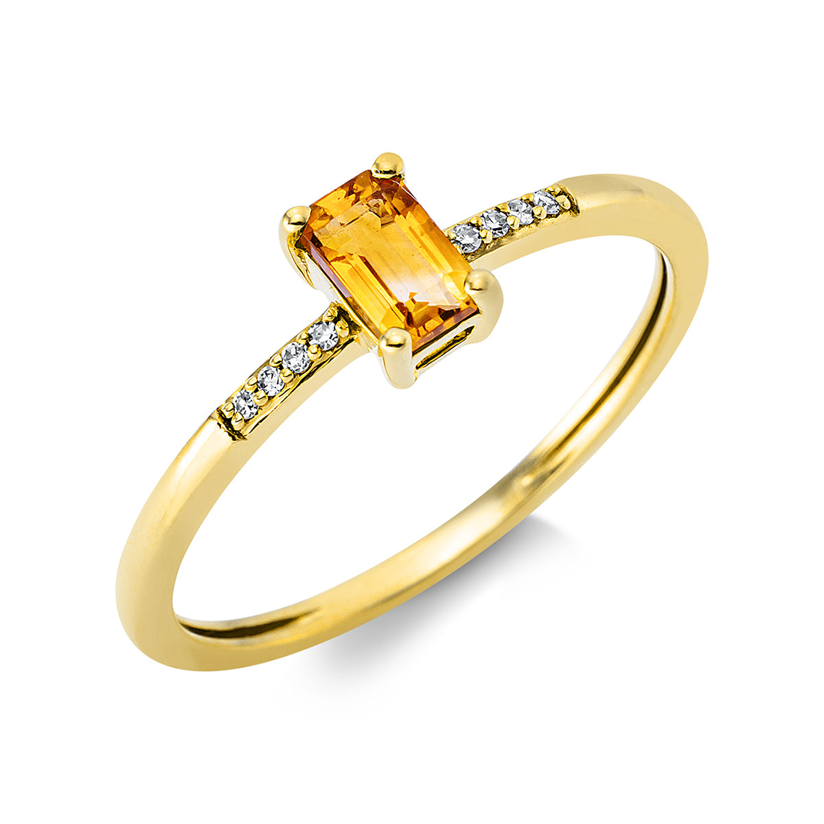 diamond single cut citrine colored stone fashion ring in yellow gold