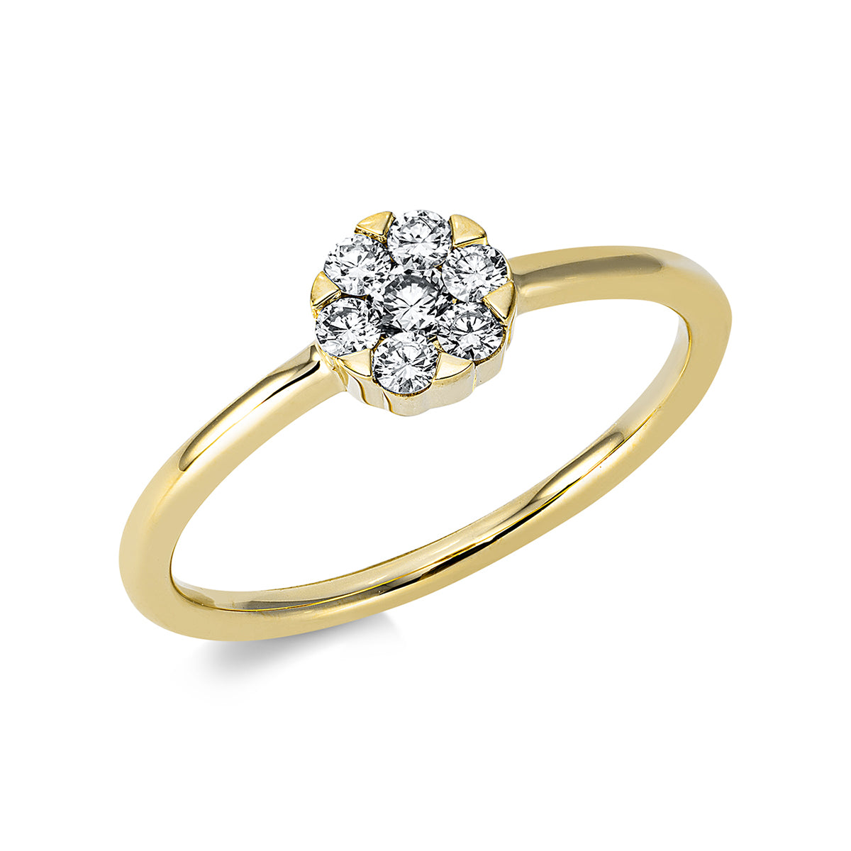 diamond full cut  illusion classic ring in yellow gold
