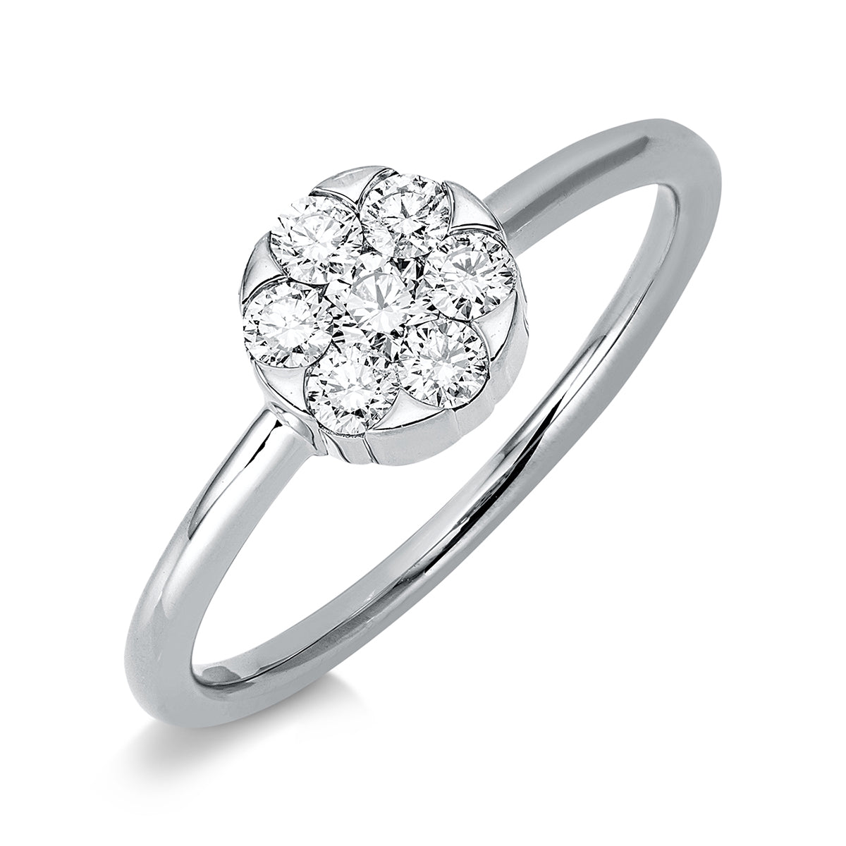 diamond full cut  illusion classic ring in white gold