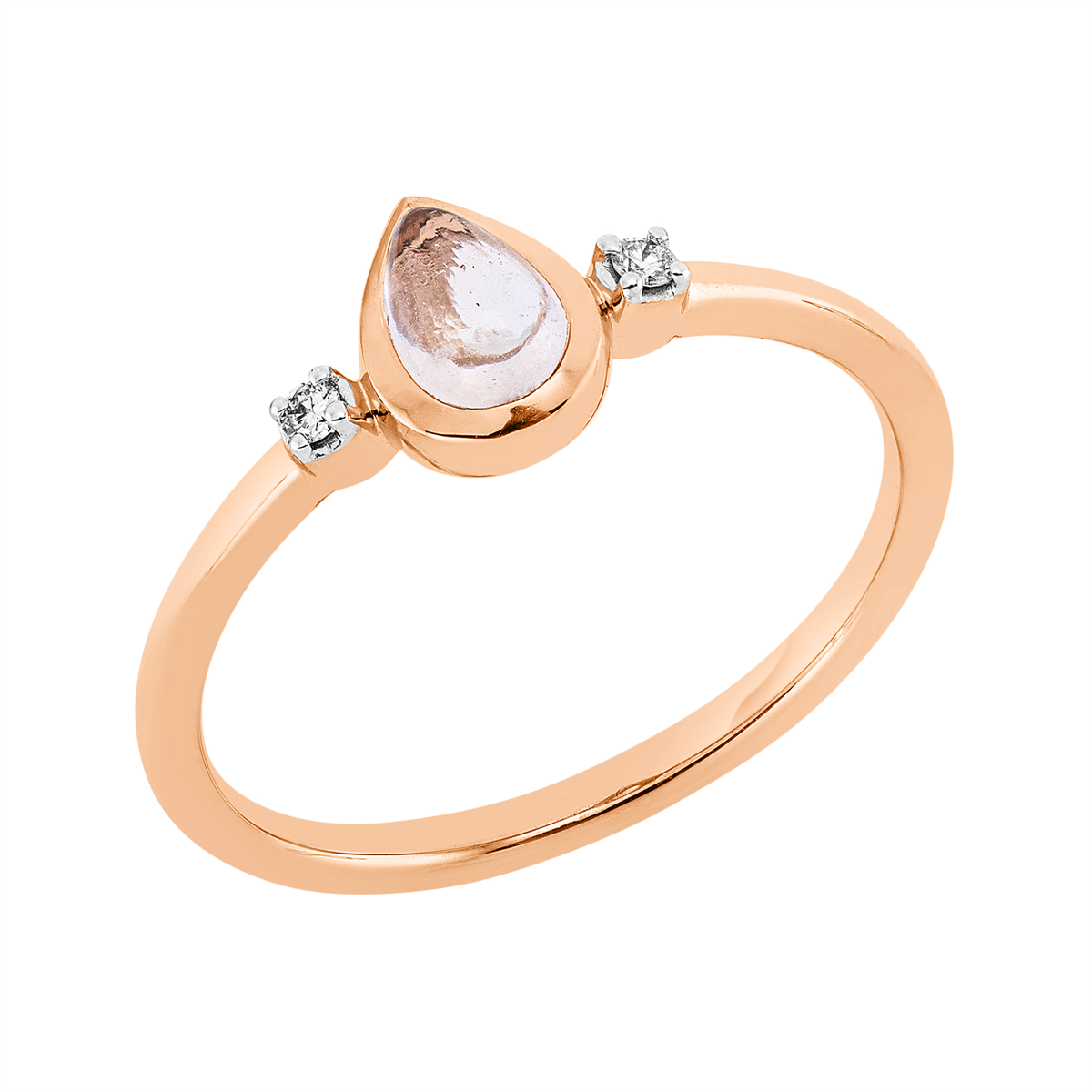 diamond full cut morganite colored stone fashion ring in red gold