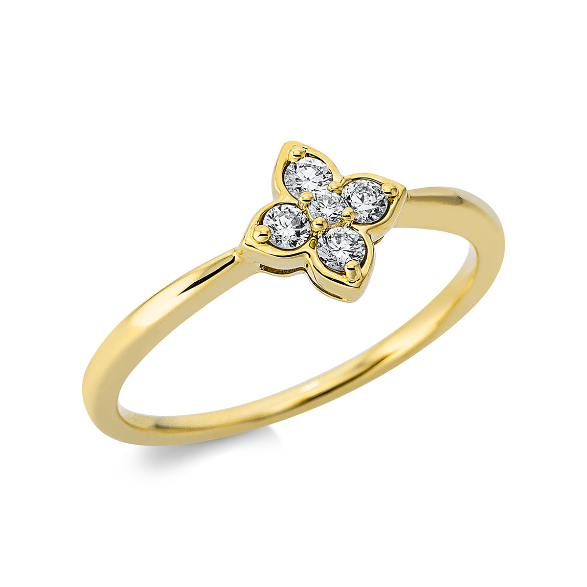 diamond full cut  modern woman ring in yellow gold