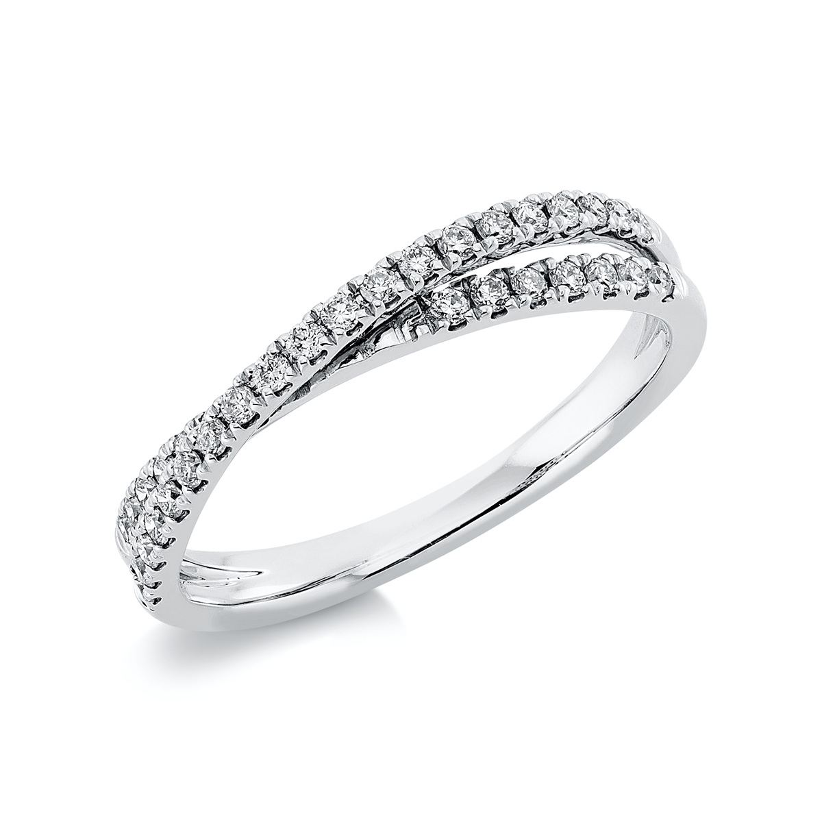 diamond full cut  modern woman ring in white gold