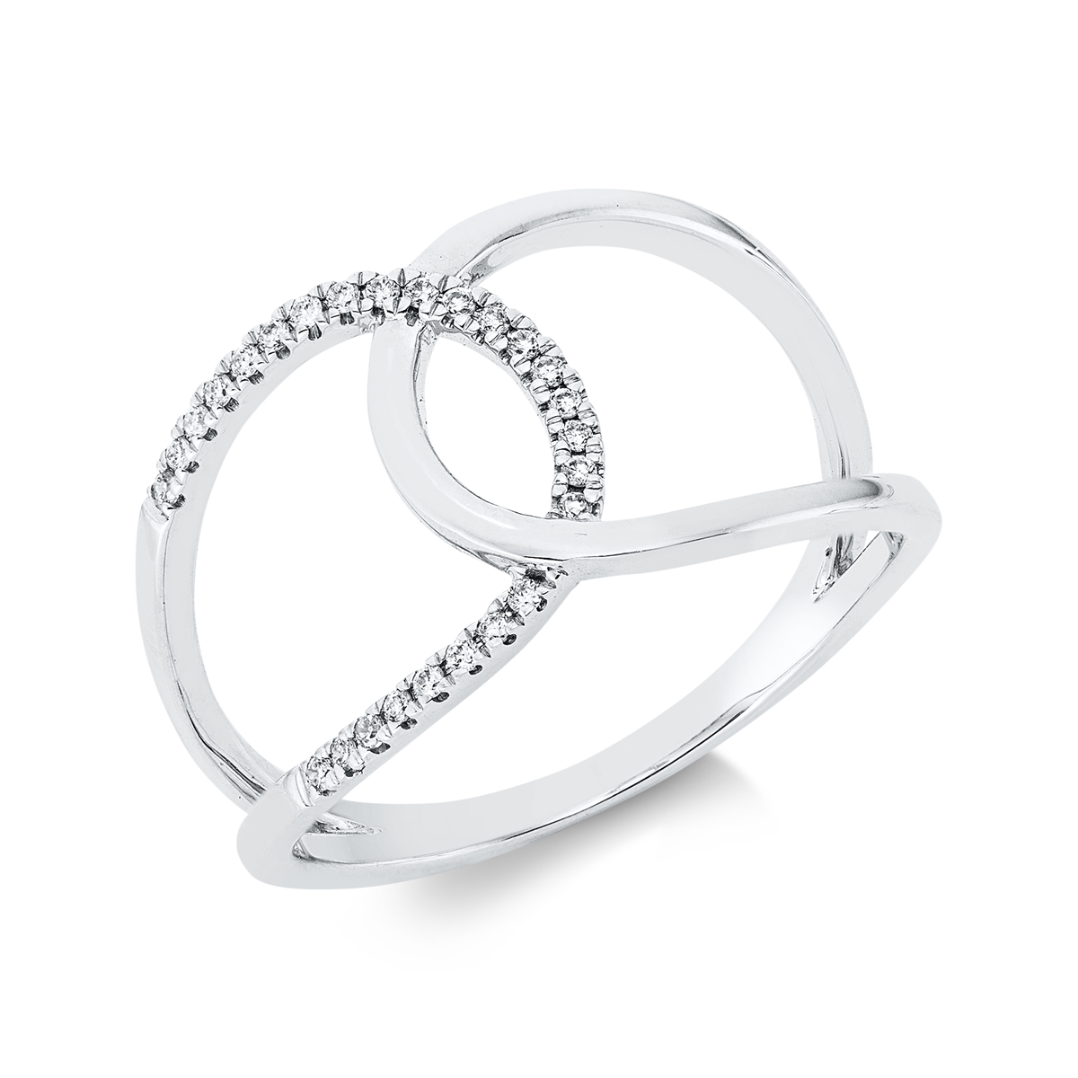 diamond full cut  modern woman ring in white gold