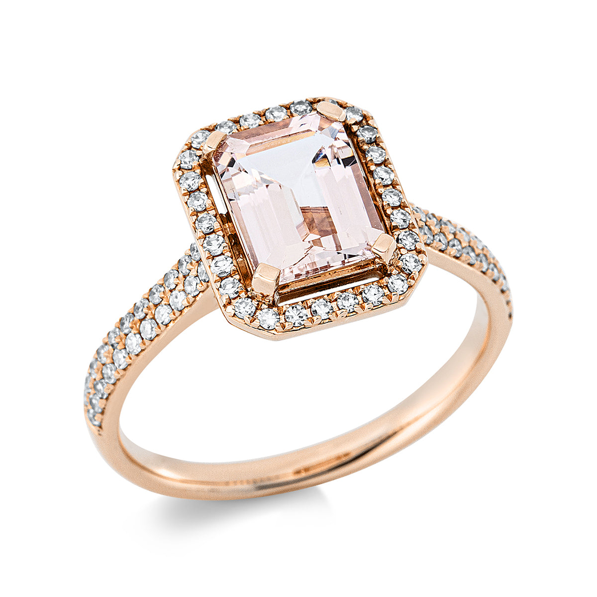 diamond single cut morganite colored stone fashion ring in red gold