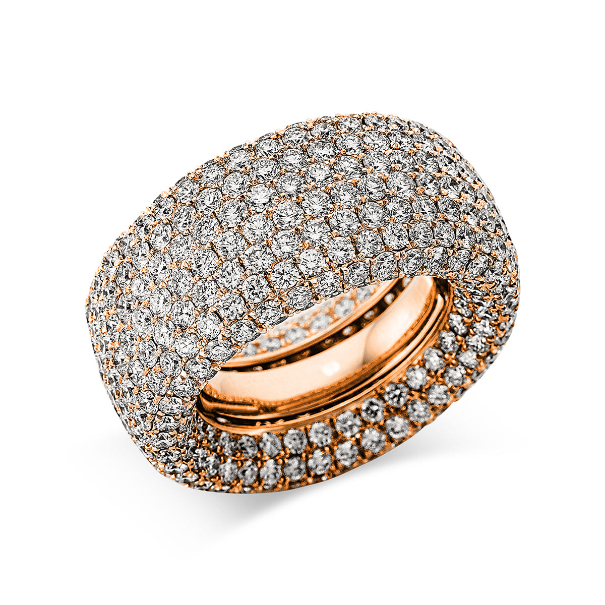 diamond full cut  pavé ring in red gold