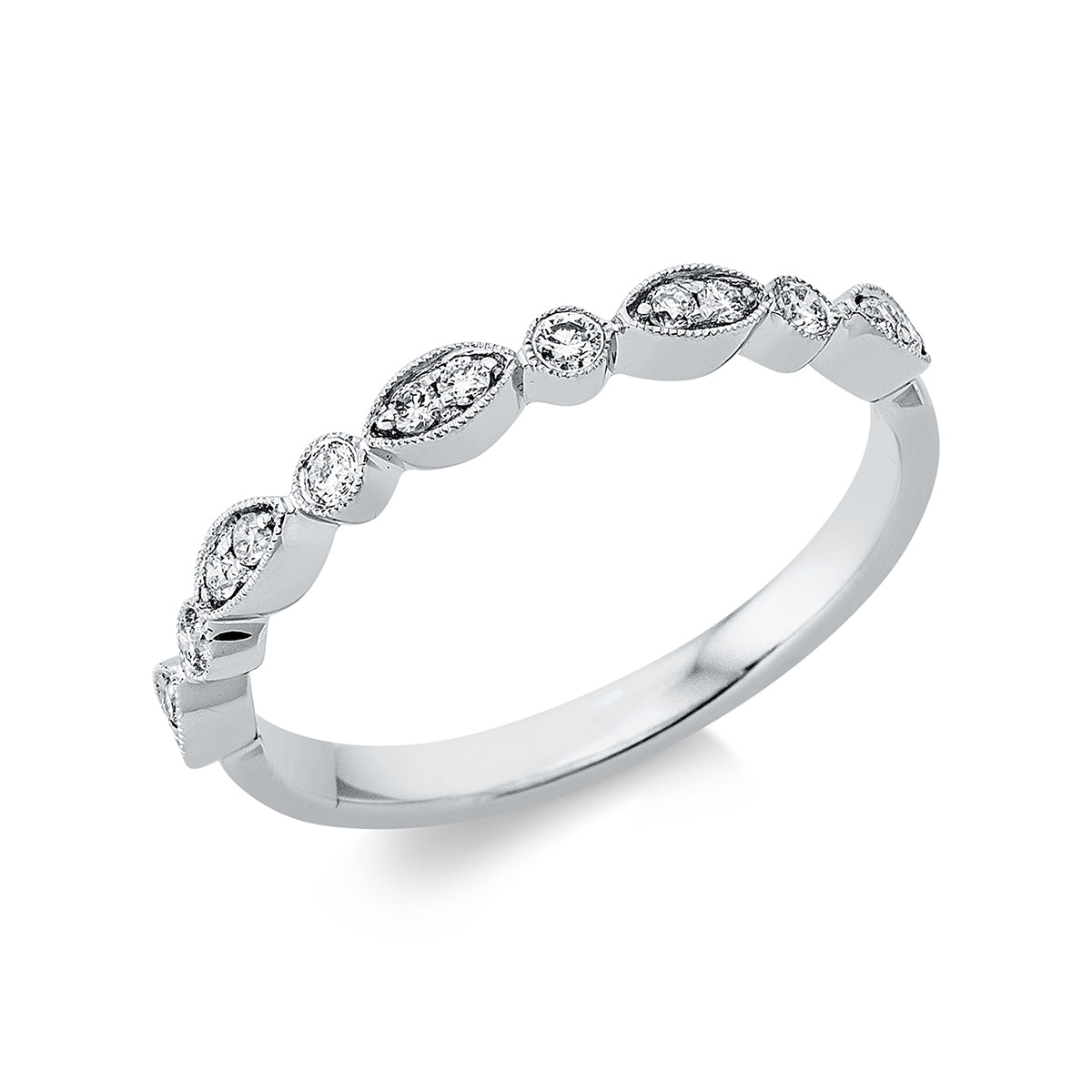diamond full cut  modern woman ring in white gold