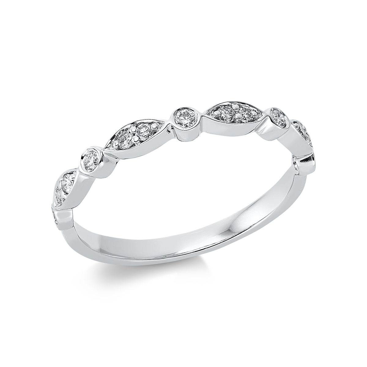 diamond full cut  modern woman ring in white gold