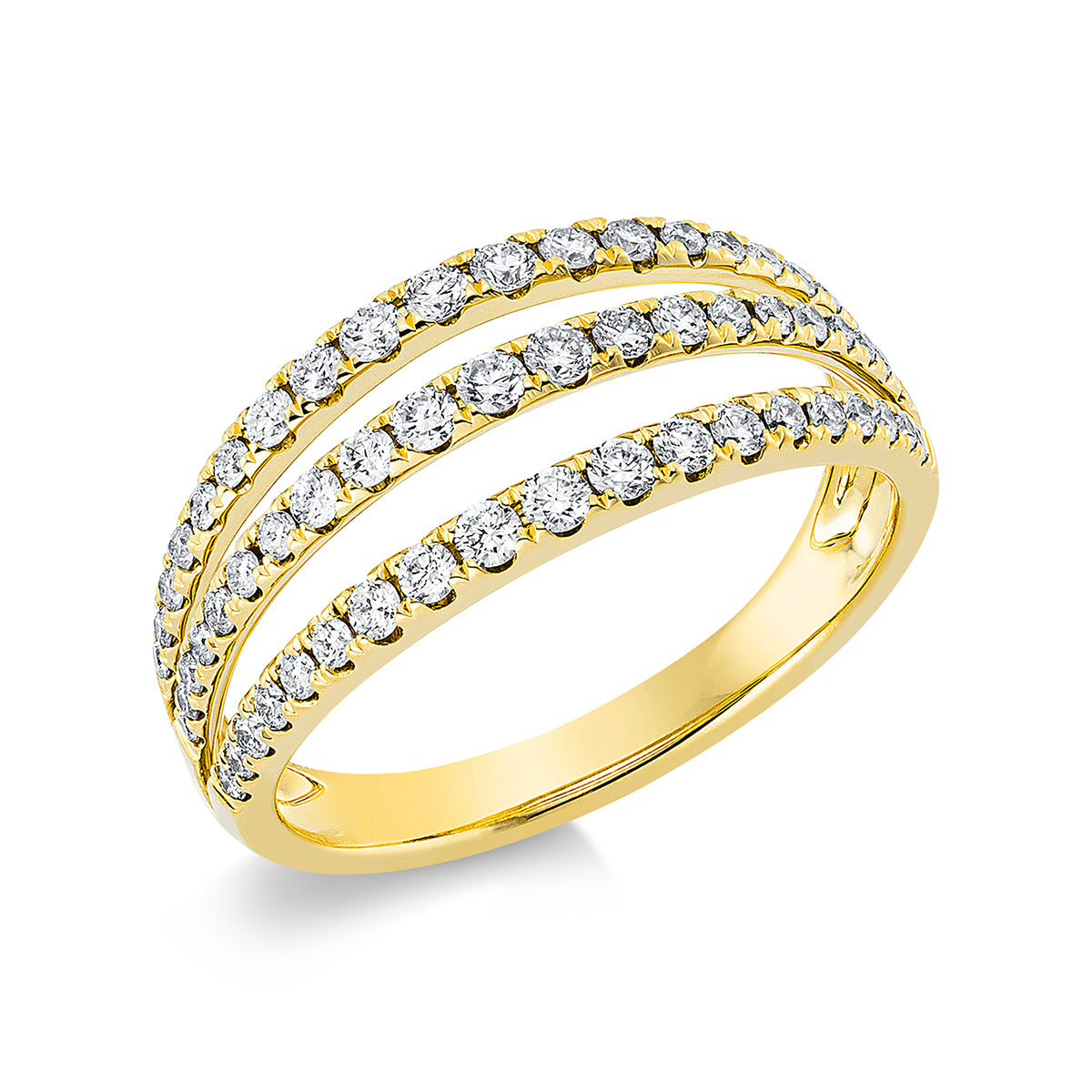 diamond full cut  modern woman ring in yellow gold