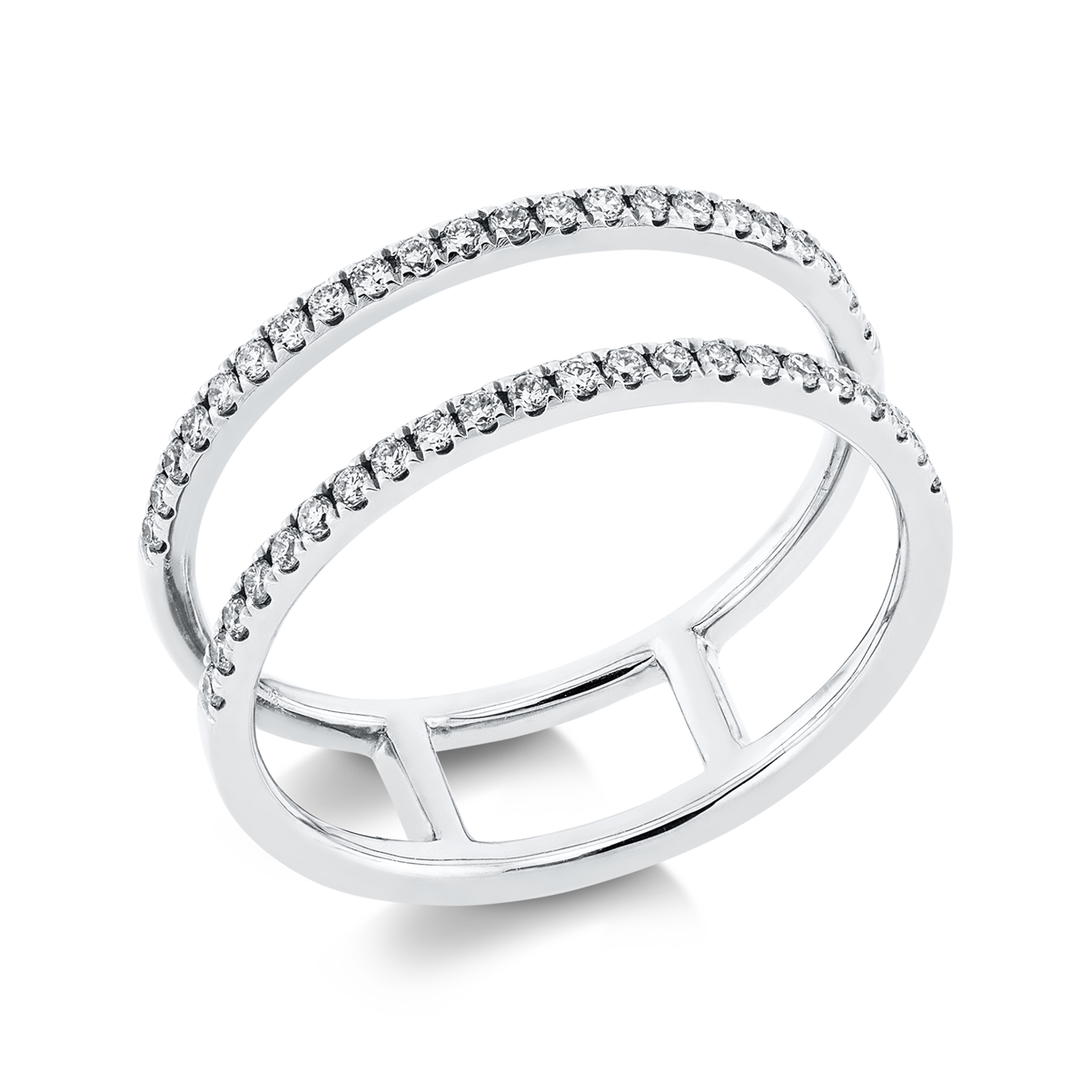 diamond full cut  modern woman ring in white gold