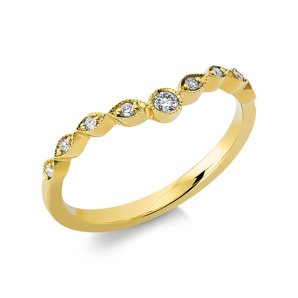 diamond full cut  modern woman ring in yellow gold