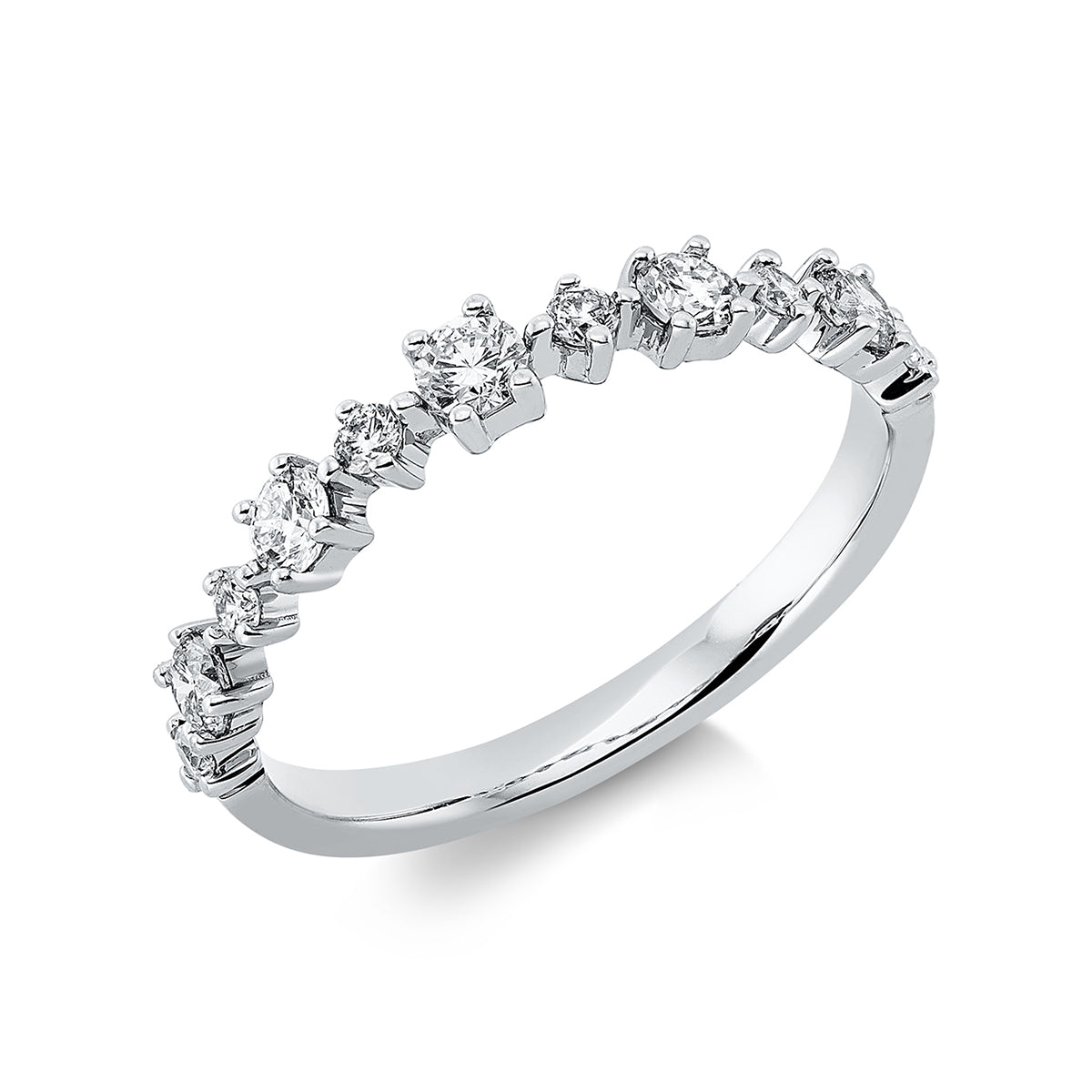 diamond full cut  modern woman ring in white gold