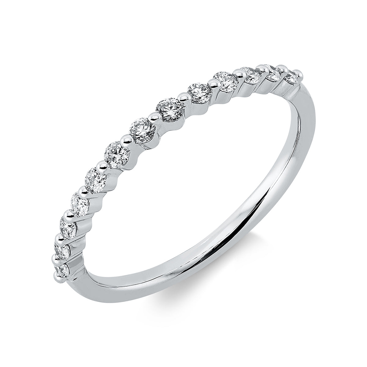 diamond full cut  eternity half ring in white gold